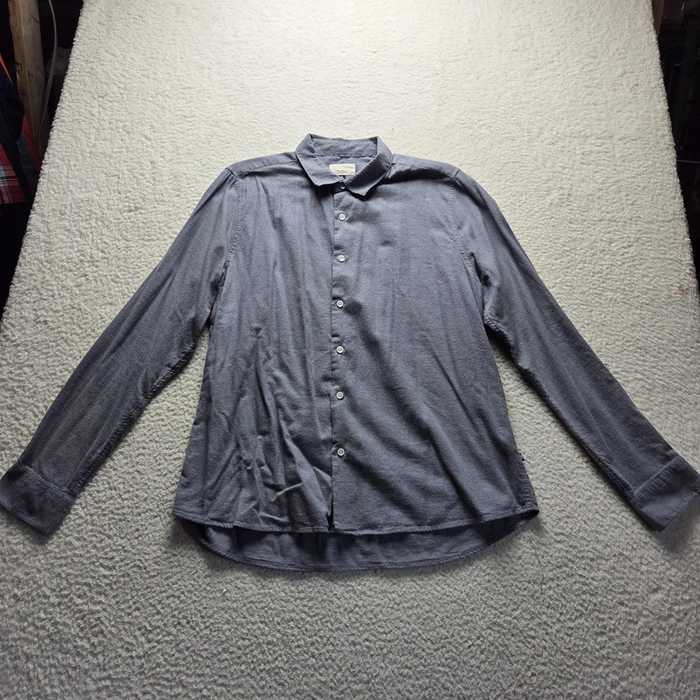Civil Society Shirt Mens XL Blue Solid Long Sleeve Stretch Button-Up Casual